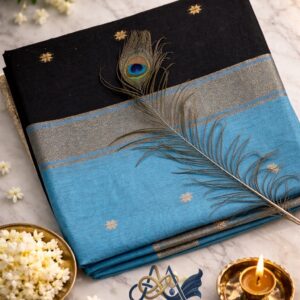 maheshwari cotton saree ( black & blue)