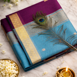 maheswari cotton saree ( purple and blue)