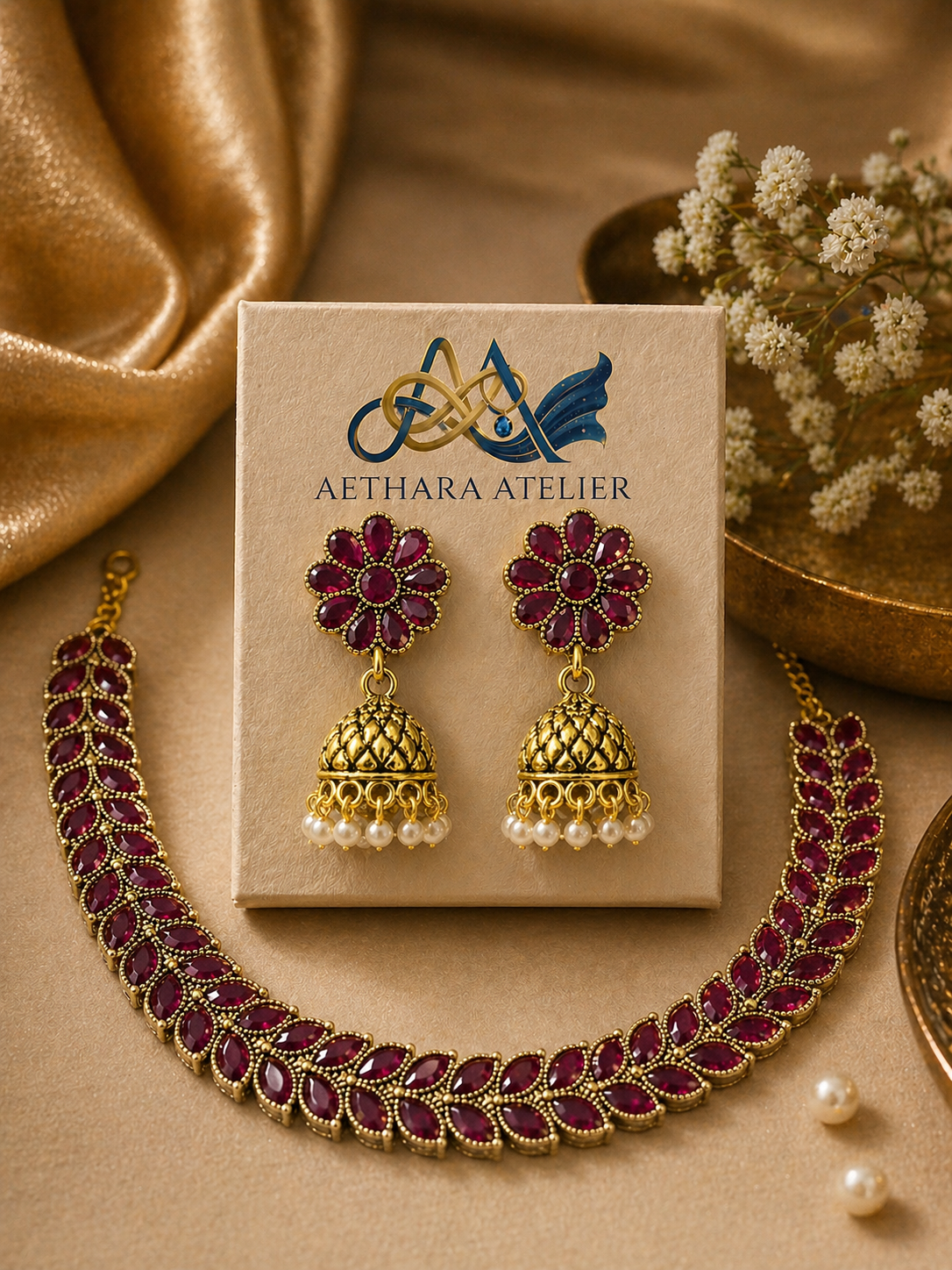 ruby-stone-necklace-set