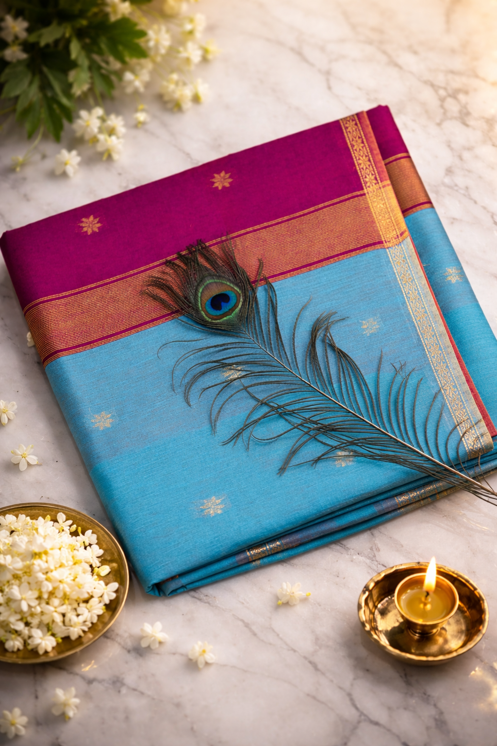 maheswari-cotton-saree-light-blue-magenta