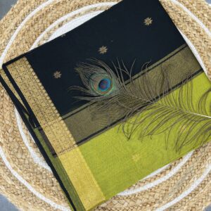 maheshwari cotton saree ( green & black)