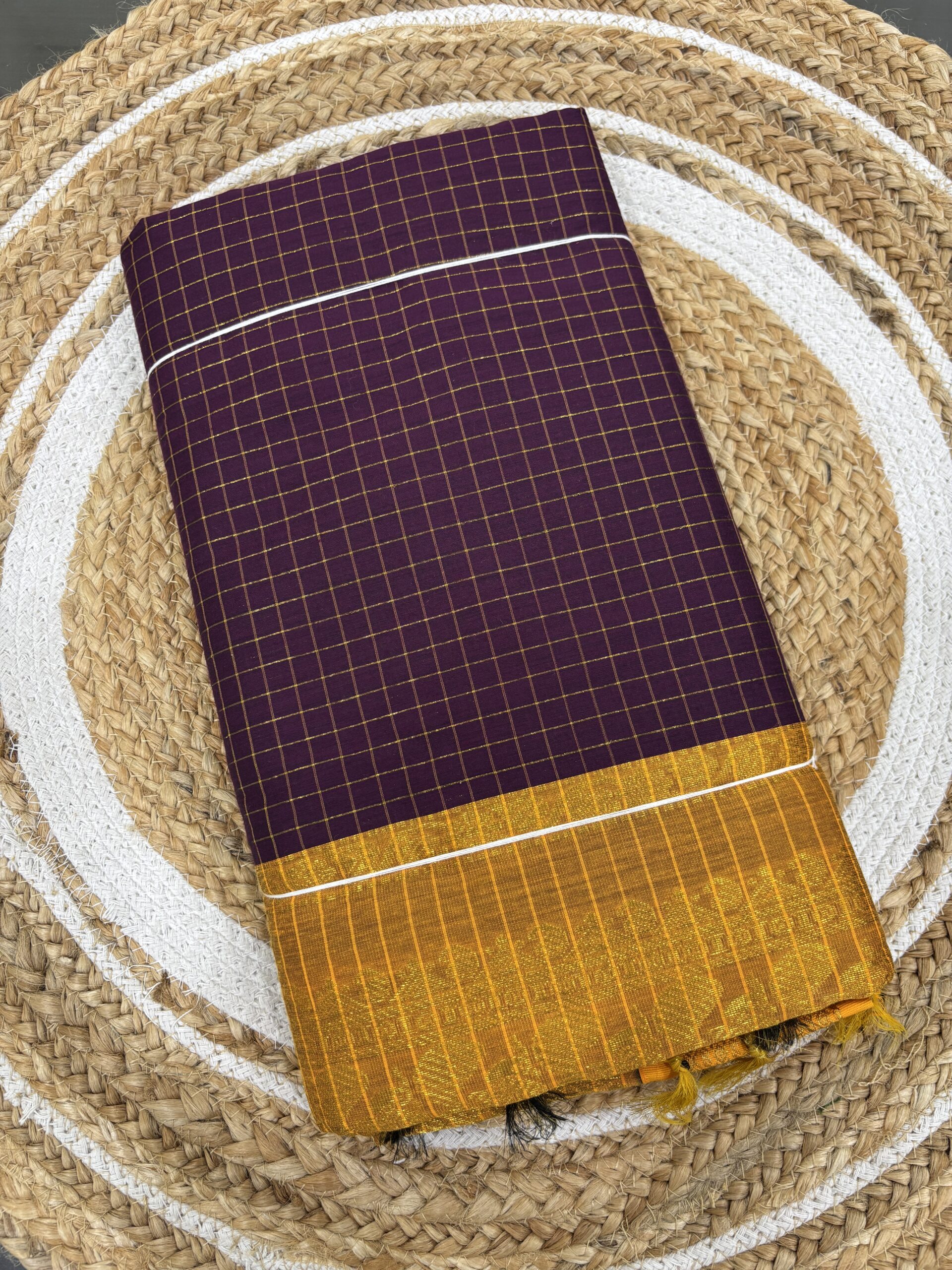 kalyani-cotton-saree-checked-maroon-and-yellow