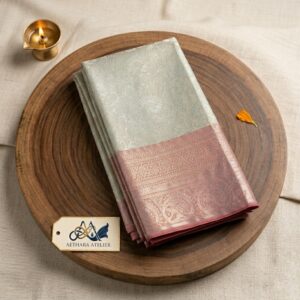 bridal tissue silk silver zari silver