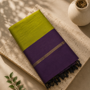 premium kalyani cotton green and purple