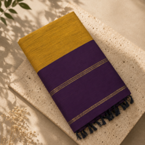 premium kalyani cotton yellow and purple