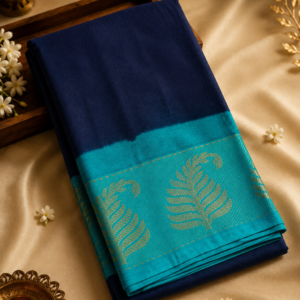 sungudi cotton saree blue (without blouse)