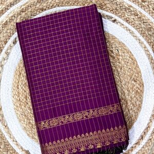 kalyani cotton saree checked magenta