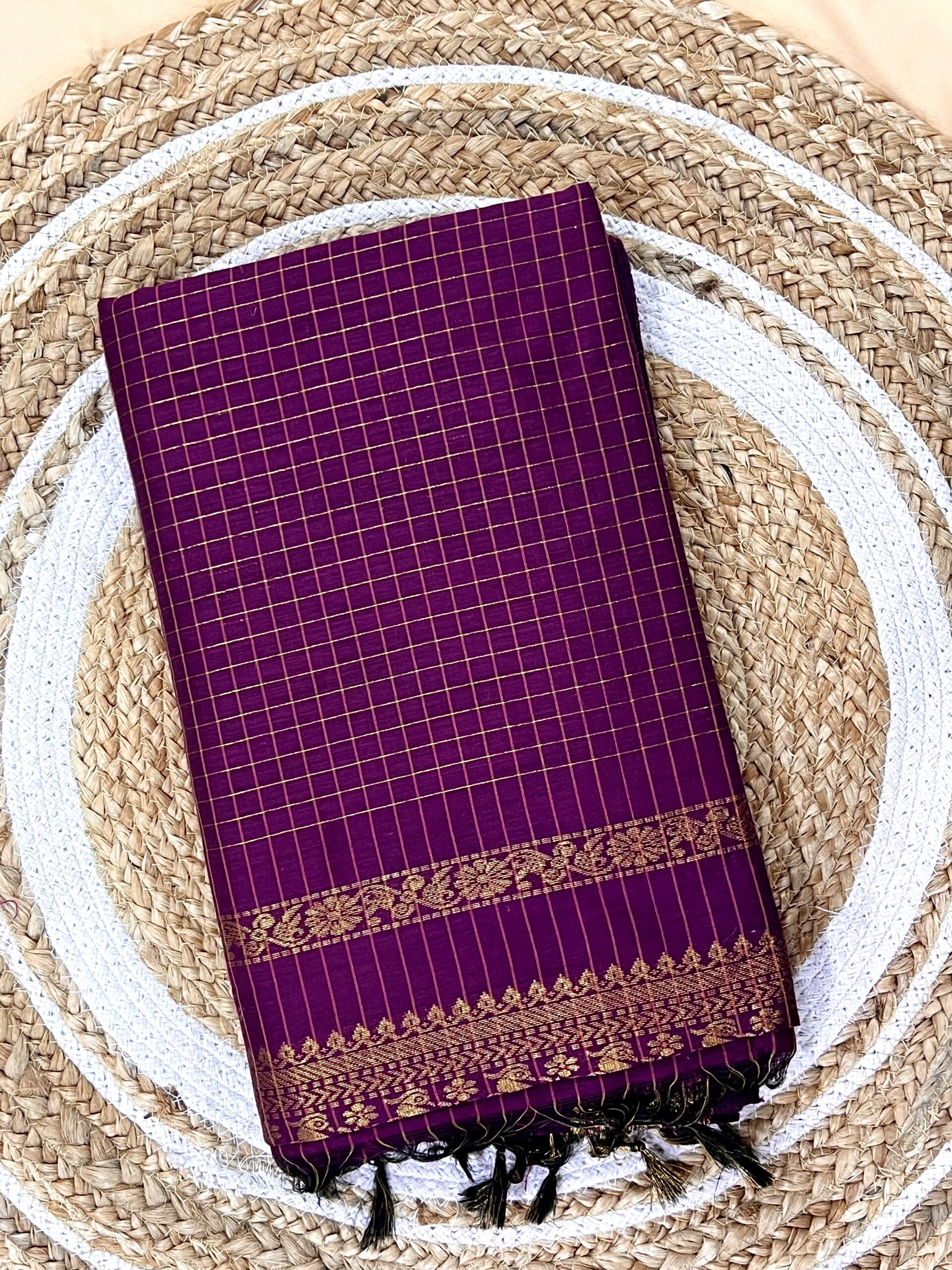 kalyani-cotton-saree-checked-magenta